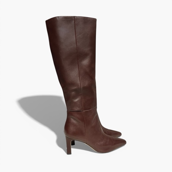 🌻NEW w/Box Sam Edelman Sylvia Spiced Pecan Brown Leather  Knee High Boots 7.5 - Picture 3 of 11